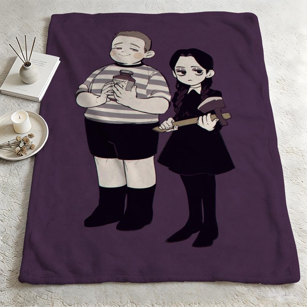 cartoon TThe Addams Familyy Throw Warm Soft Flannel Blanket Multiuse for Sofa Bed Camping Travel Nap