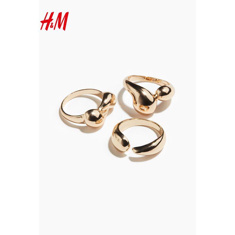 

Hm2025 Summer New Arrival Women s Fashion Ornament 3 Rings 1281451 Gold M/L