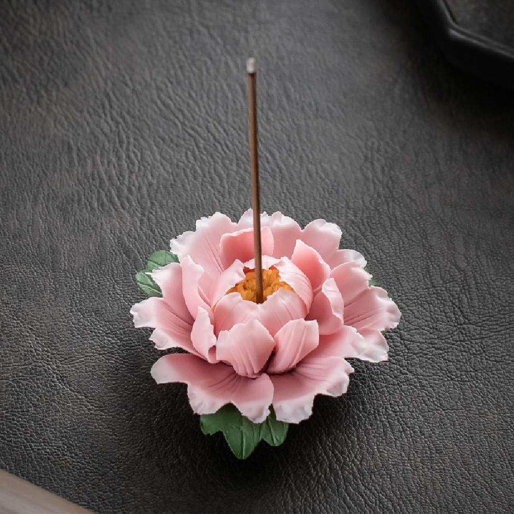 Peony Flower Incense Holder Incense Burner Decorative Incense Burner  Holder Incense Burner Cone Incense Holder Peony Supports