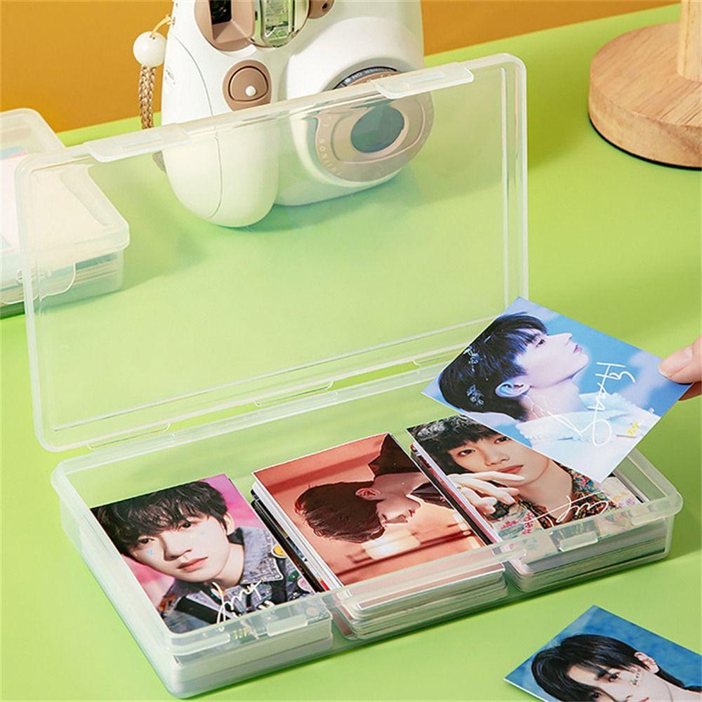 Transparent Idol Photo Storage Box Clear Container Card Collection Organizer  Small Card