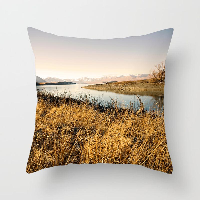 Modern Simple Landscape Car Print Sofa Pillow Cushion Cover Home Soft Furnishings