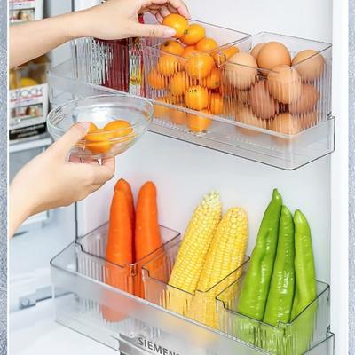 3Pcs Refrigerator Organizer Bins Fridge Food Sort Storage Box Transparent Seasoning Storage Box Kitchen Fridge Storage Organizer
