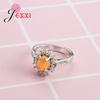 Sparkling Orange Oval Opal Stones 925 Sterling Silver Sunflowers Shaped Rings Jewelry Gifts For Women Wedding Anniversary