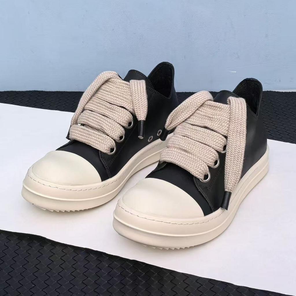 Autumn new leather round head low-top thick-soled lace-up sports and leisure shoe board