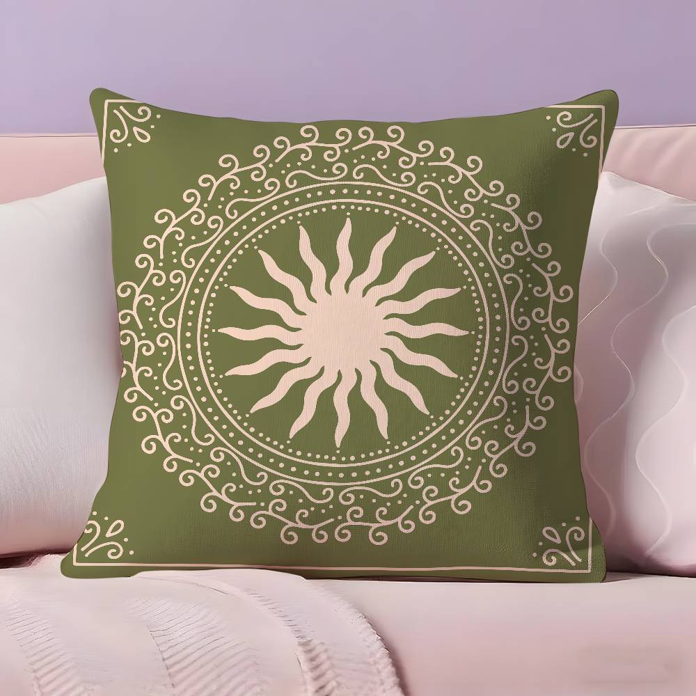 ART Bohemia Green Classic Pillow Case Anti-dustmite Pillowcase Invisible zipper silky short plush Sofa cushion cover