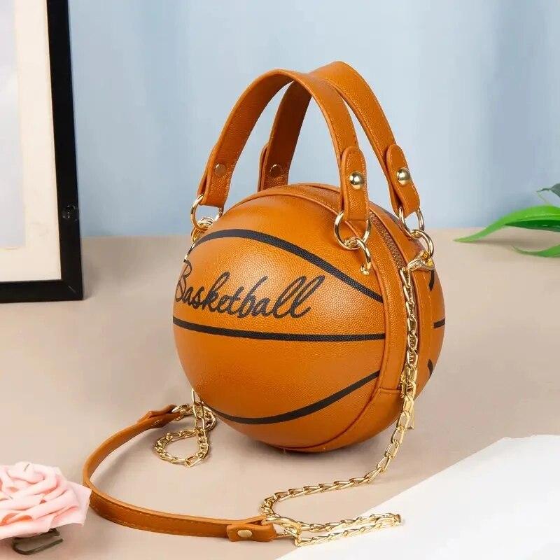 2024 New Fashionable Women's Shoulder Bag, Leather Chain Basketball Bag, Letter Printed Crossbody Bag