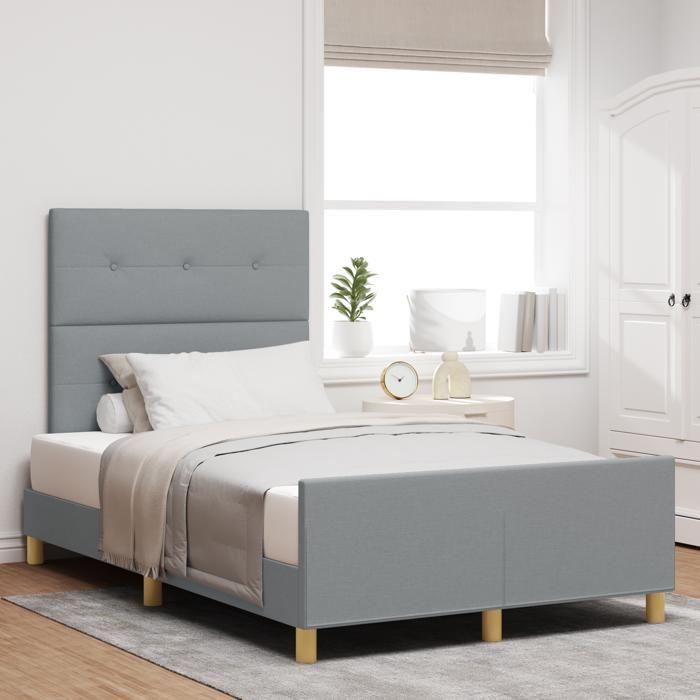 Lit cadre vidaXL gris clair 120x190 cm en tissu 3344711
