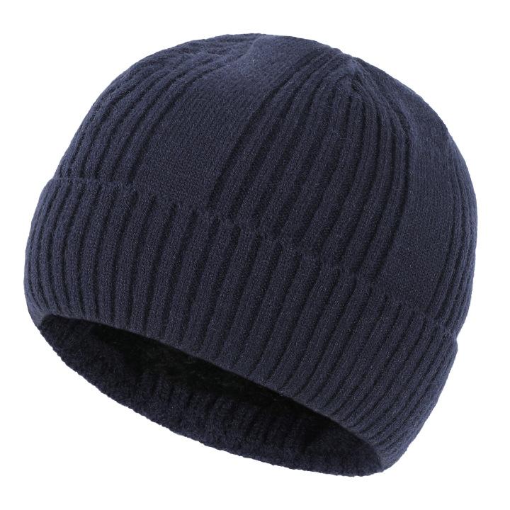 Men's Winter Fleece-Lined Thermal Wool Hat Versatile Cold-Weather Protection Adult Knitted Beanie