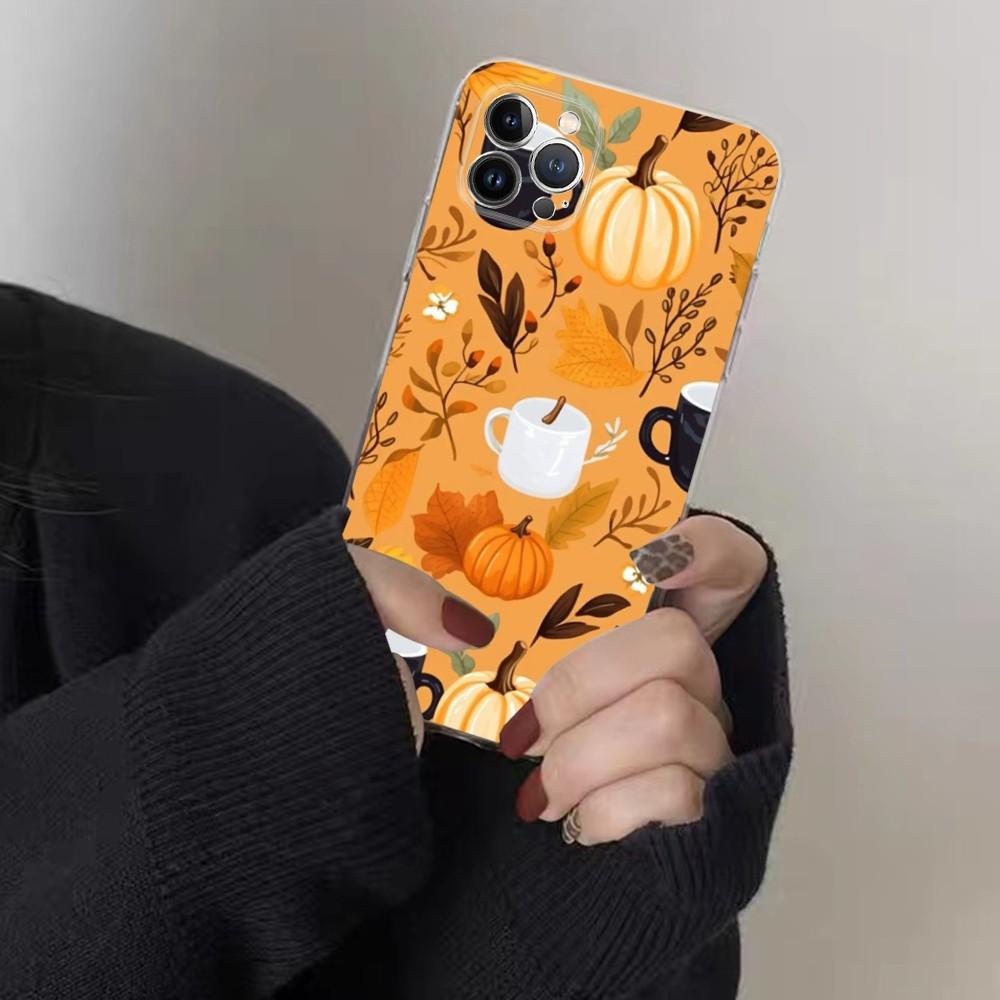 Autumn Leaves Pumpkin Phone Case For IPhone 15 8 7 6 6S Plus X SE 2020 XR XS 14 11 12 13 Mini Pro Max Mobile Case