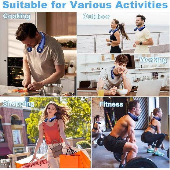 Portable Neck Fan That Blow Cold Air, LED Display, Rechargeable Hands-Free Wearable Cooling Personal Fan, 5 Speed, Neck Support, Bladeless Neck Air