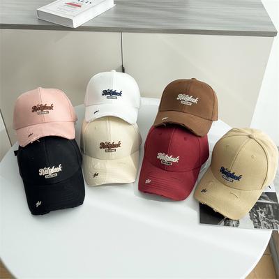 Korean Style Letter Embroidery Wash Ripped Soft Top Baseball Cap for Men and Women High-quality American Baseball Cap Showing Small Face