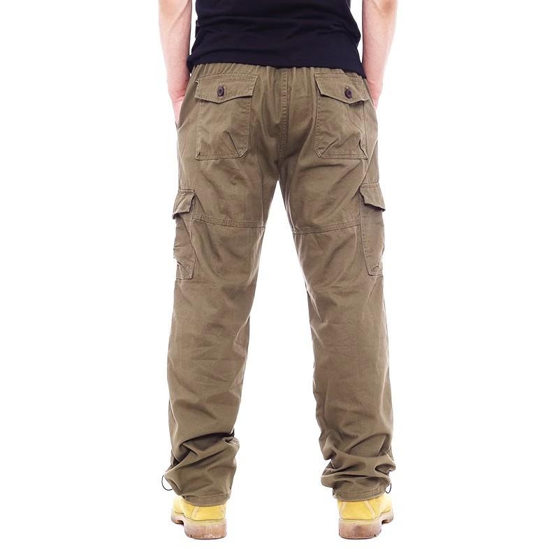Men's Casual Elastic Waist Plus Size Pants Multi-Pocket Loose Trousers