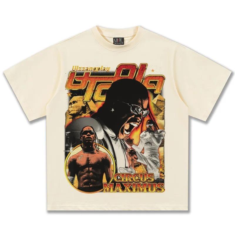 

Travis Scott Utopia x Circus Maximus Egyptian Vintage Bootleg Oversized Black T-Shirt | Hip-Hop Rap Tour Fan Unisex Streetwear Tee XXXL чорний