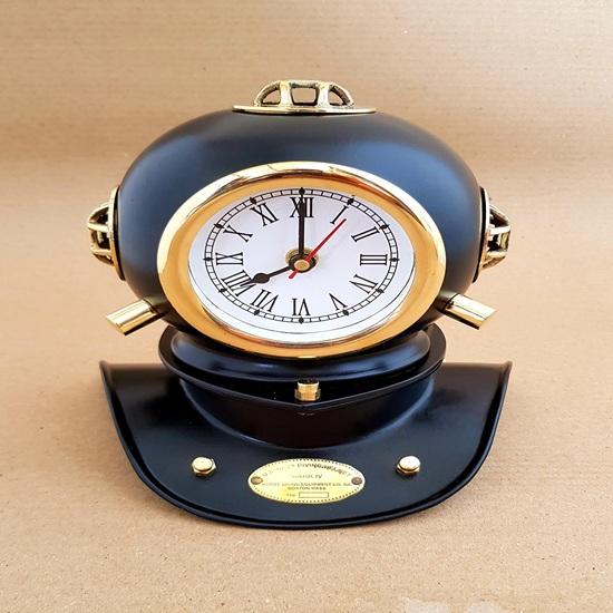 15.24 Cm Mini Diving Helmet With Clock Nautical Maritime Clock Black Diving Helmet Desk Top Clock Home, Office Decor Gift