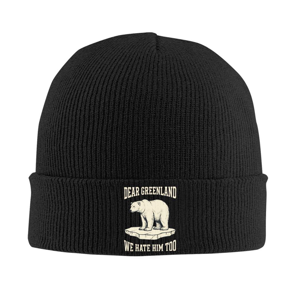 Unisex Adult Greenland Bear Beanie Hats Street Y2K Knitted Hat Spring Gym Caps Pattern Head Wrap Bonnet Hats