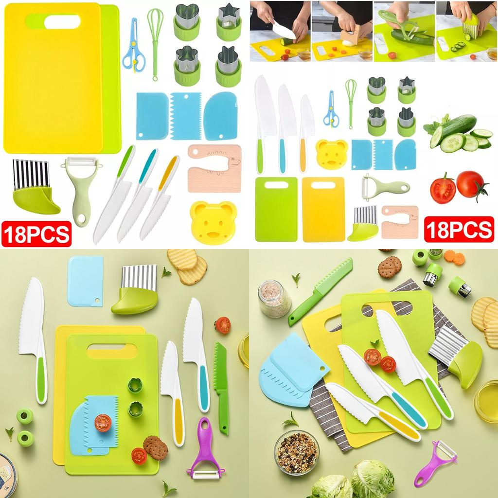 Fun And Educational Kids Plastic Kitchen Knife Set Safe For Cutting Fruits And Veggies