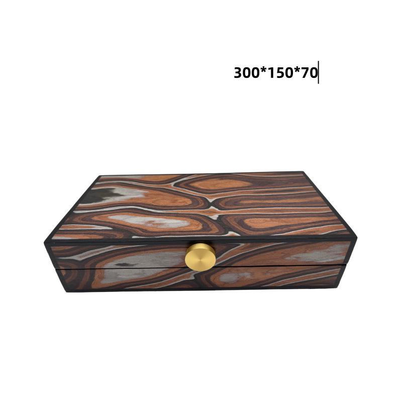 Modern Wooden Grain Ornament Storage Box - Decorative Display and Soft Furnishings for Home Decor.