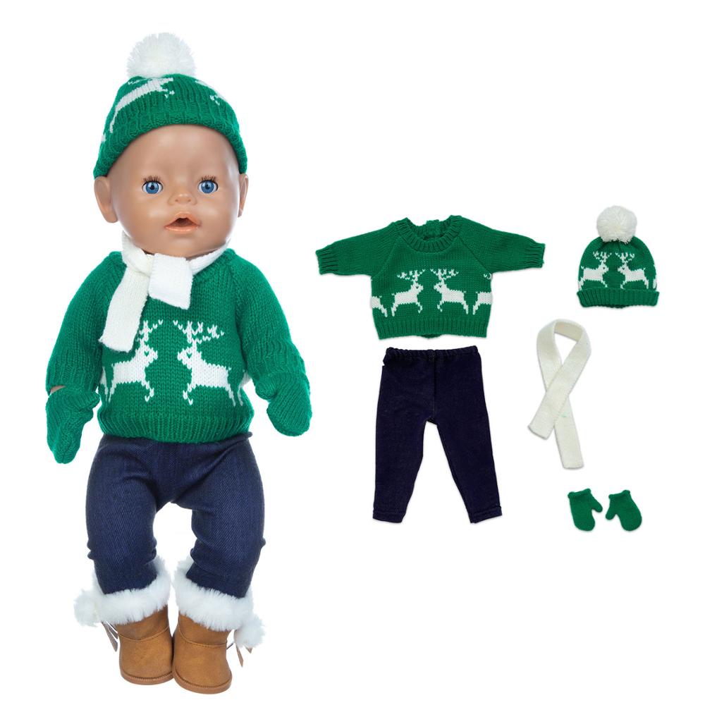 2023 New Christmas Sweater Set Fit For 43cm Baby Doll 17 Inch Reborn Baby Doll Clothes, Shoes Are Not Included