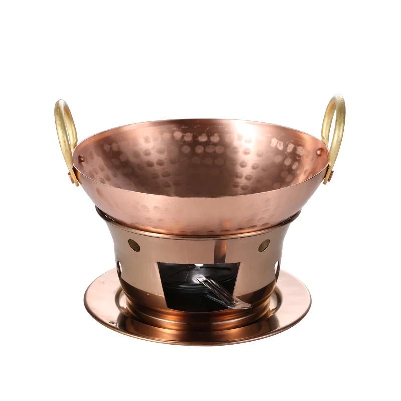 Pure Copper Dry Pot Cooking Hot Pots Thickened Creative High-grade Pot  Golden Alcohol Stove Panela Cooking Pot Pots and Pans
