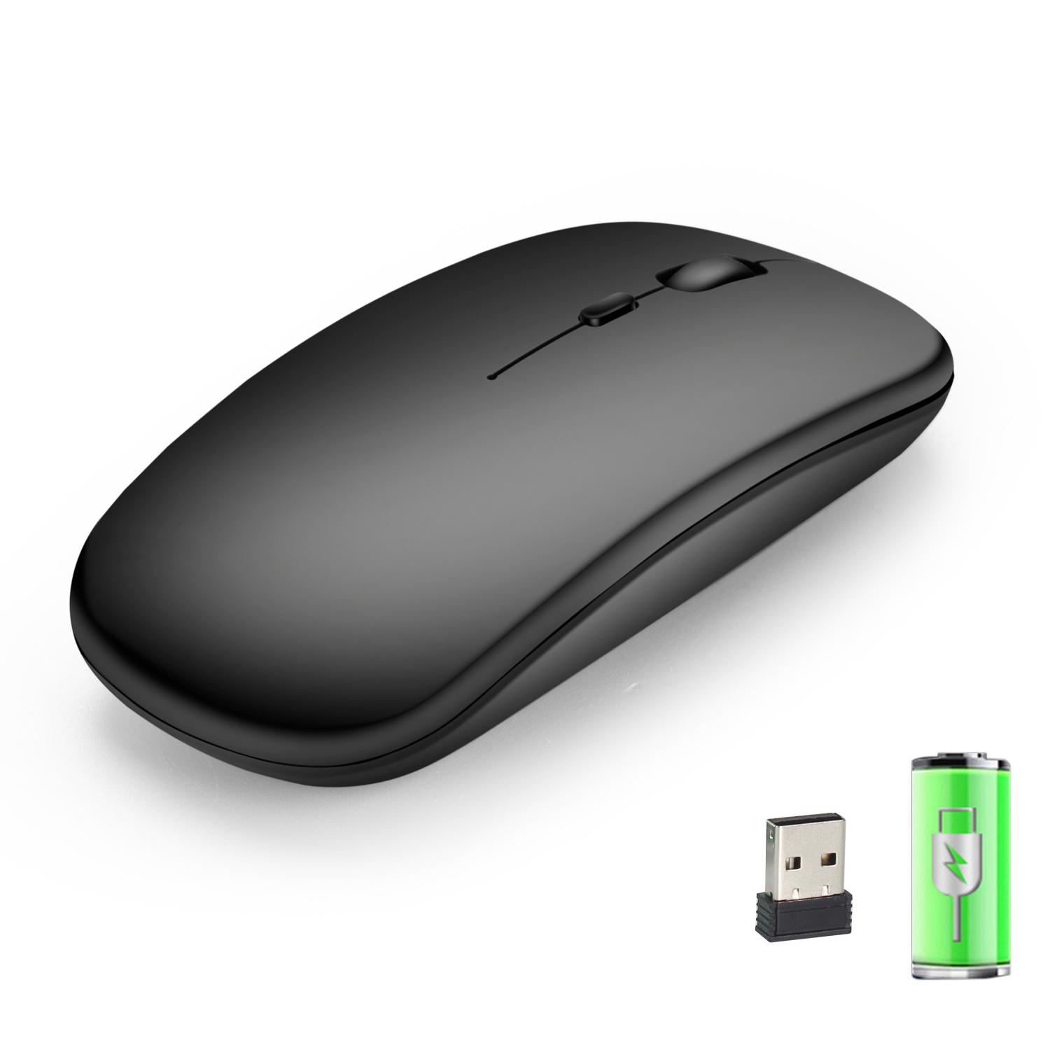 

M80 2.4G Wireless Mouse Rechargeable 800/1200/1600 DPI Computer Mouse Ultra-Thin Silent Mice for Home Office Notebook Matte Black