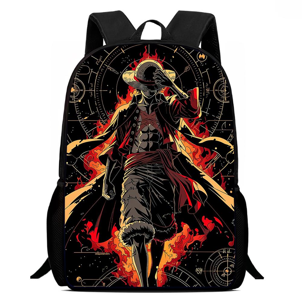 One Piece Mochila Escolar 15-Inch Large Capacity Durable Lightweight Adjustable Cartoon School Backpack Unisex For Kids Age 6-10