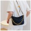 Medium-sized Pu Shoulder Bag With Chain Strap For Daily Wear Black Ivory Brick Red