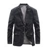 Podzimní pánský retro džínový oblek ležérní šaty v malém obleku Single Western Jacket