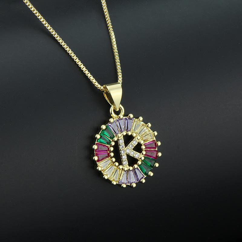 European and American simple 26 letter necklace directly from the manufacturer color zirconium English temperament pendant necklace wholesale