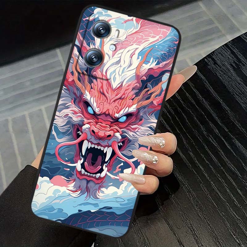 Anime-Drachen-Design für OPPO Reno 5 6 7 A96 A40 A58 Realme GT A74 A78 Neo2 A74 A78 Find X5 X3 X7 X8 Schwarze Handyhülle