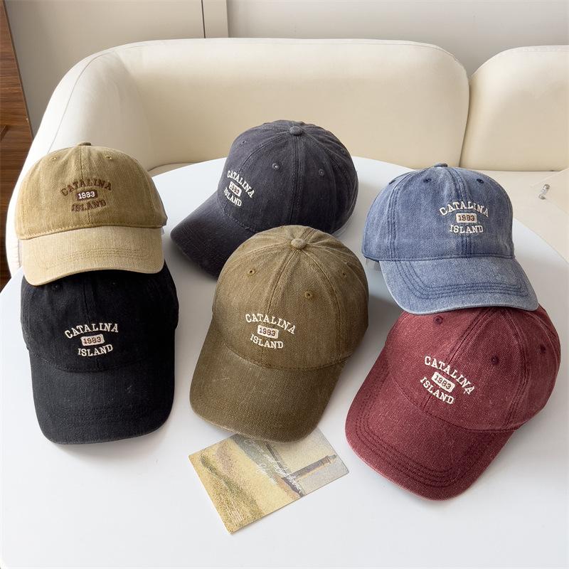 Korean Version of Letter Embroidery Fashionable New Style Simple Baseball Hat for Women Showing Face Small Big Head Dog Tail Sun Hat Sports Style