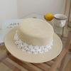 New Floral Lace Straw Hat Wide Brim Sun Protection Sunshade Hat Elegant Sunscreen Hat Seaside Beach