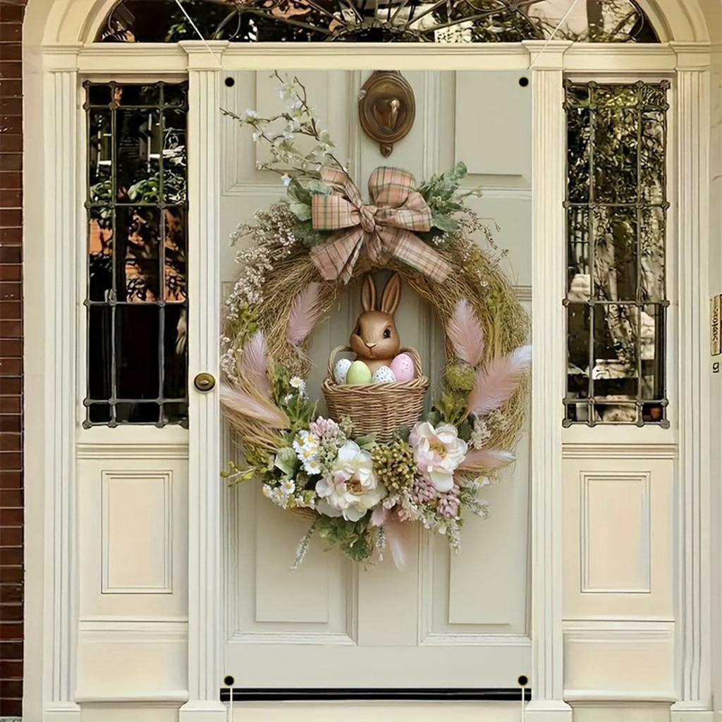 Oster-Türfahne mit Osterhase und Karottenmuster, Feiertagsdekoration, geeignet für den Eingang des Feiertagsgartens