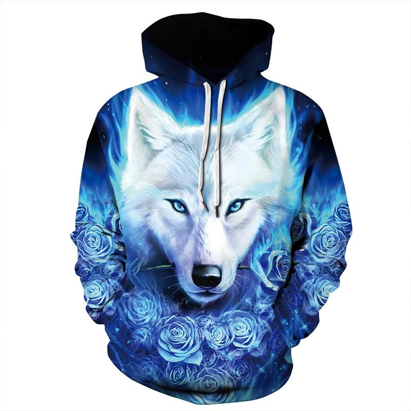 Galaxy Space 3d Wolf Graphics Sweatshirt Jacket Pullover Hoodie Unisex Sweater