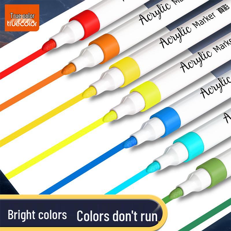 True Color Soft Tip Acrylic Marker Pens - Non-Bleeding, Stackable, Hand-Painted Graffiti & Watercolor Art Pens for Students