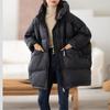 Women White Duck Down Jacket Hooded Autumn Winter Warm Oversize Puffer Coat Casual Loose Thick Parkas Female Outwear