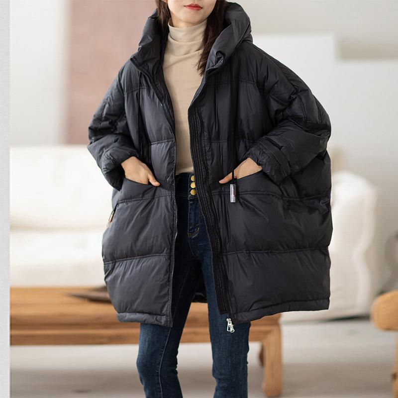 Women White Duck Down Jacket Hooded Autumn Winter Warm Oversize Puffer Coat Casual Loose Thick Parkas Female Outwear