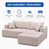 Modular Corner Sofa, Stool Positionable Left or Right, Square Armrests, Includes 2 Cushions, No Assembly, Living Room, Bedroom & Apartment, Beige