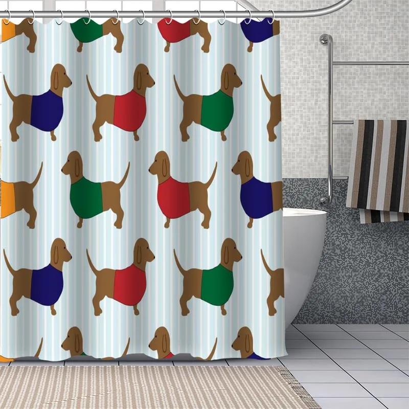 Dachshund Custom Pattern Polyester Bath Curtain Waterproof Shower Curtains Geometric Bath Screen Printed Curtain For Bathroom