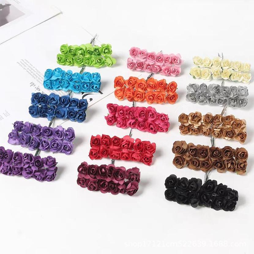 144pcs/bag Artificial Paper Flowers Roses Outdoor UV Protection Festival Garden Vase Wreath Wedding Home Decor Diy Box Scrapbook