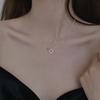 S925 Sterling Silver Square Double Ring Necklace Female Korean Version Fashion Niche Design Geometric Pendant Simple Collarbone Chain Tide