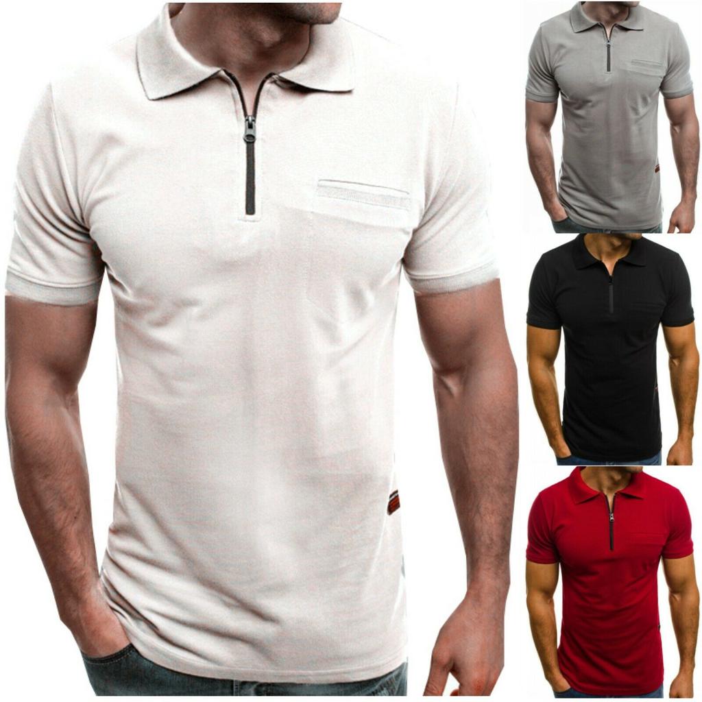Buy Men's Slim Fit Shirt Short Sleeve Casual Solid Color Golf TShirt