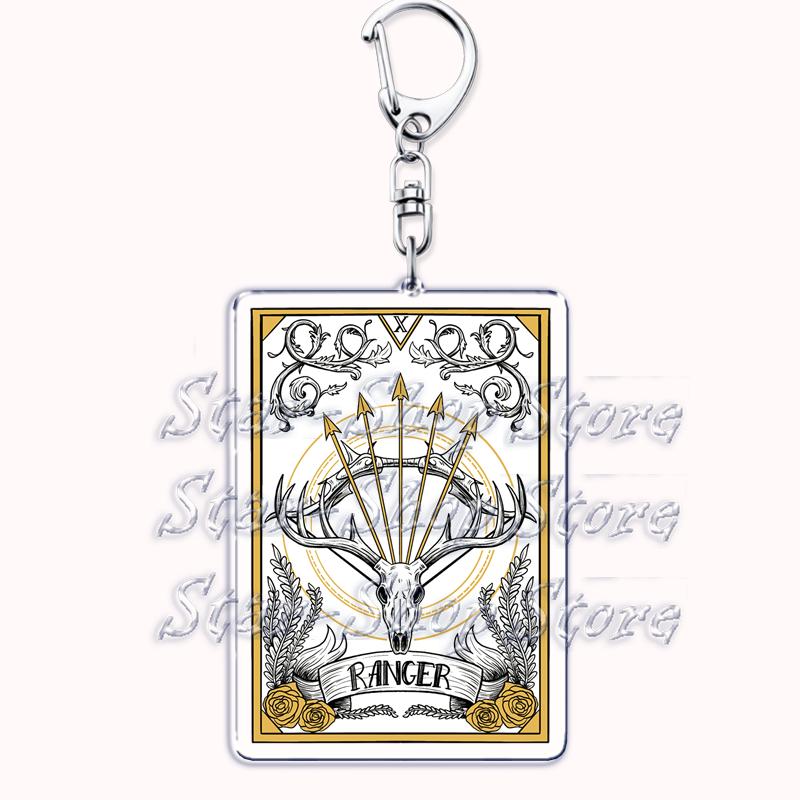 Popular Culture Halloween Tarot Card Keychains for Accessories Moon Luna Death Keyring Jewelry Fans Lovers Friends Reader Gifts