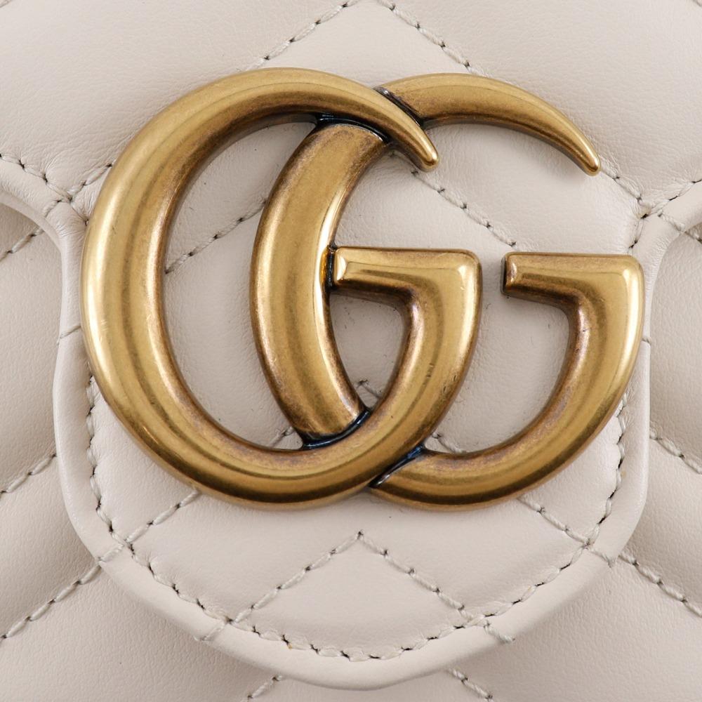 GUCCI GG Marmont Chain wallet 474575 ChainShoulder 2-way clutch White Calfskin Women Used