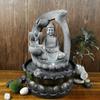 Kreative Heimdekorationen Harz Wasserfall LED-Lichter Brunnen Buddha-Statue Glücksbringer Feng Shui Ornamente Landschaftsdekor