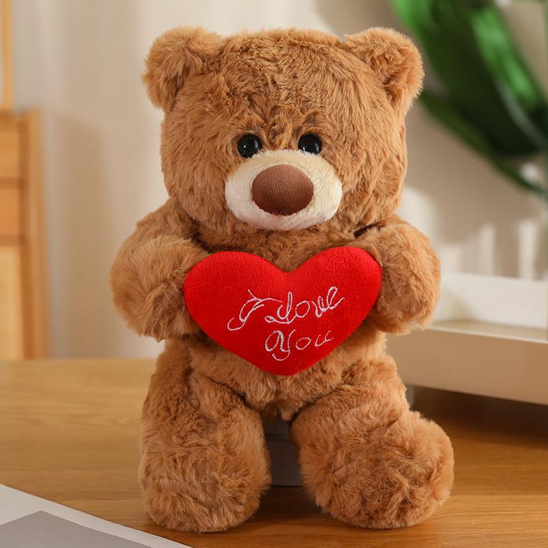 Romantische Cartoon Beer Knuffel Gevuld Zeg Liefde Vasthouden Rode Hart Roos Pop Valentijnsdag Vriendin Cadeau 30cm