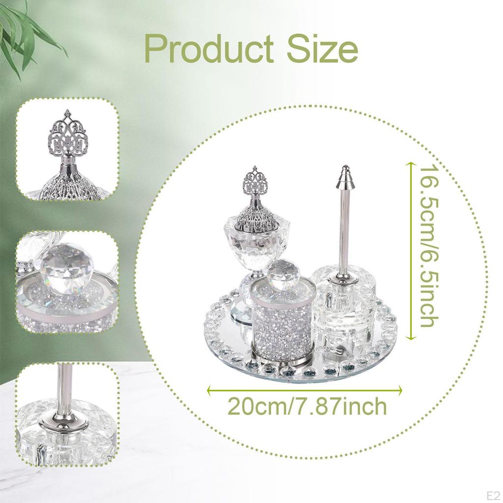 5 Pieces Glass Incense Burner Set Ramadan Decoration Decorative Ornament Traditional Arabian