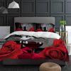 Valentine'S Day Rose Flower Red Wine 3pcs Bedding Set For Double Bed Home Textile Duvet Cover Quilt Cover Pillowcase