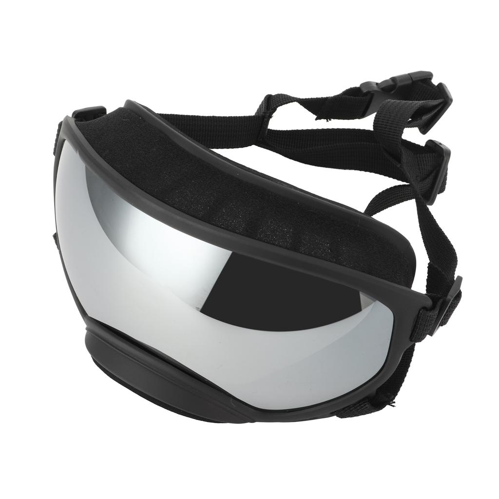 Dog Goggles Anti UV Strong Impact Resistance Adjustable Elastic Large Breed Dog Goggles Pet Sunglasses Silver Eyeglass