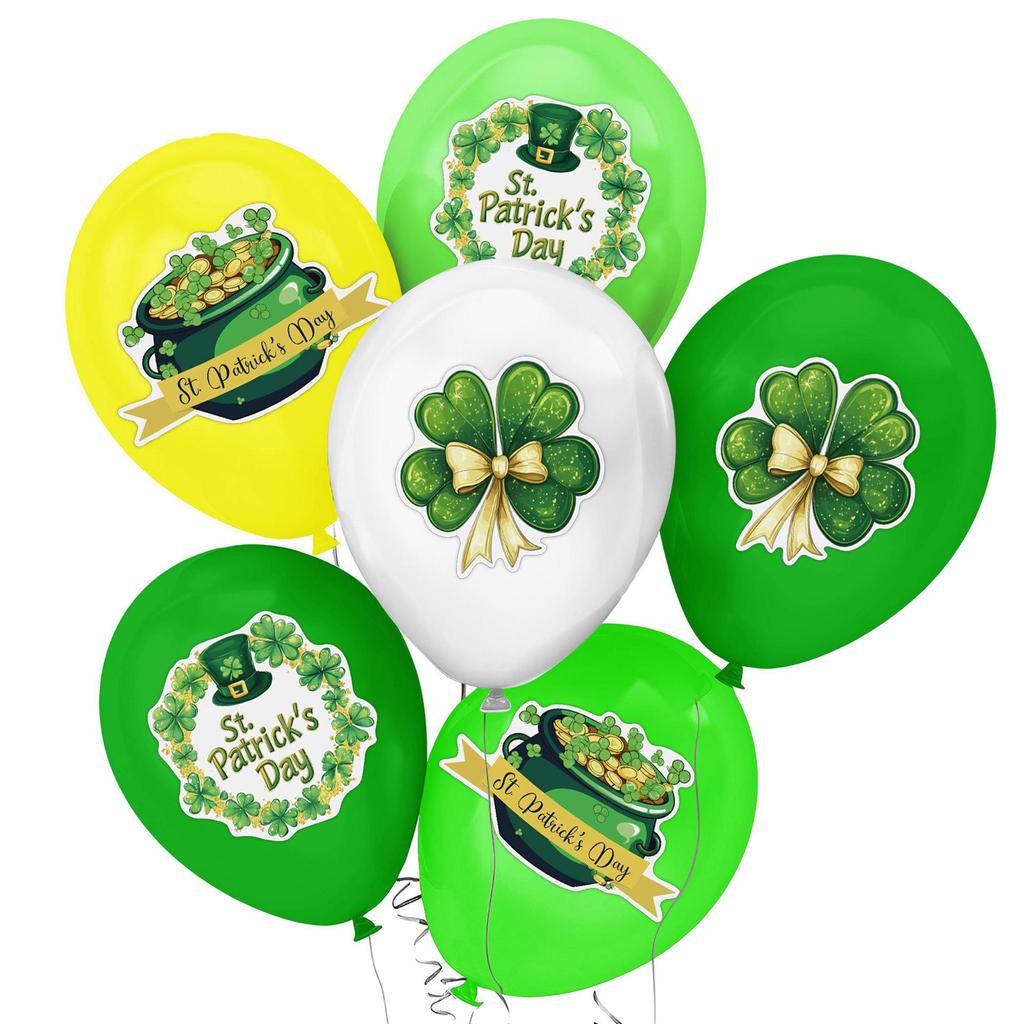 St. Patrick's Day Shamrock Balloon Set & LUCKY Banner Cake Topper