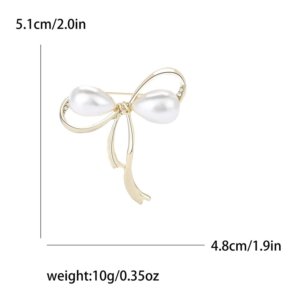 High-End-Mode Legierung Perle Schleife Form Brosche Temperament Einfache Damen Kleidung Corsage Schmuck Pin